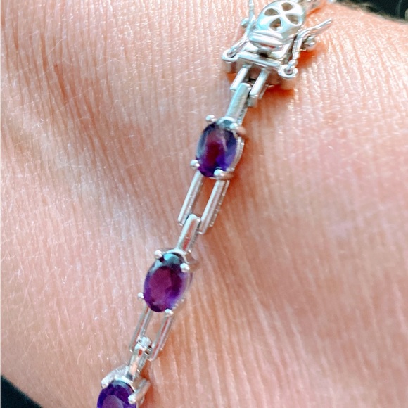 Amethyst and Sterling Silver Tennis Bracelet - Picture 2 of 6